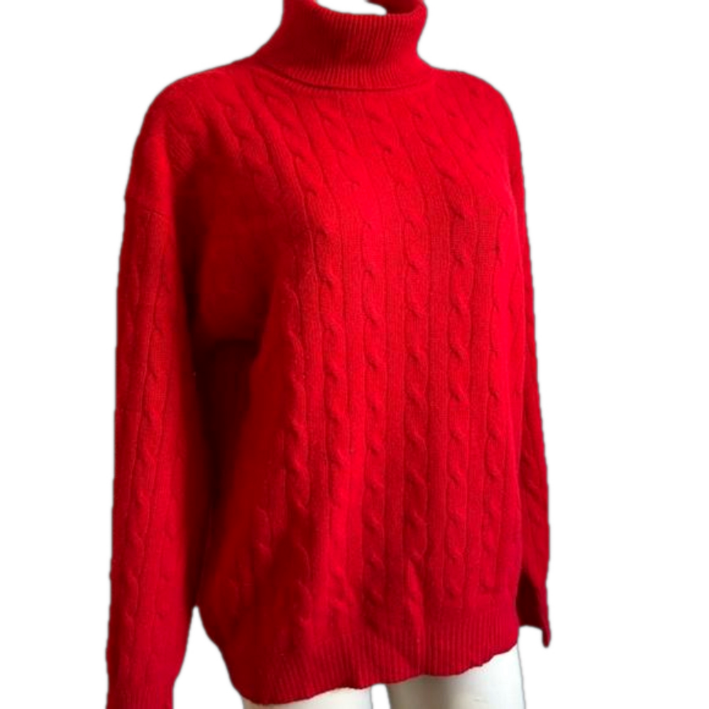 SUTTON STUDIO VTG 100% cashmere red turtleneck LARGE
